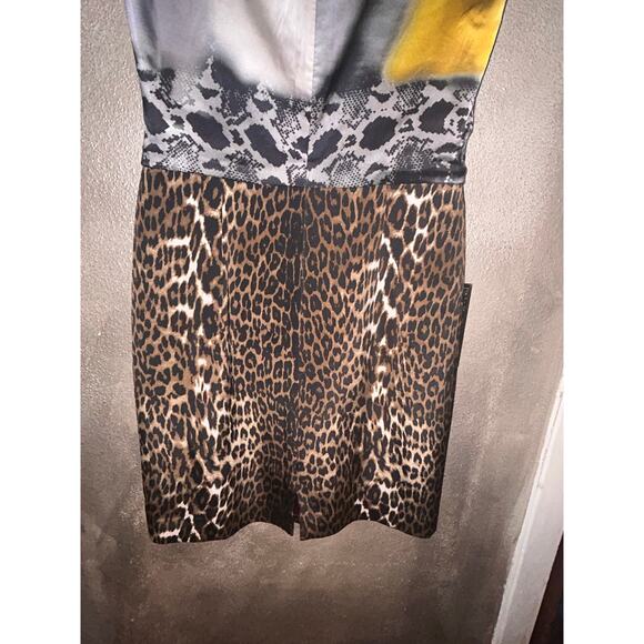 Elie Tahari Old Money Up Town Silk Leopard Animal Print Tie Dye Sleeveless Dress - Picture 7 of 9